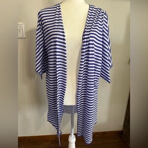 Purple and White Striped Cardigan - Size L/XL